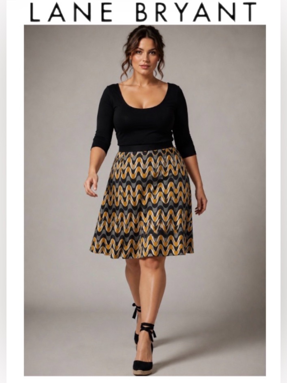 28W Lane Bryant Abstract Print Patterned Circle Skirt, NWT